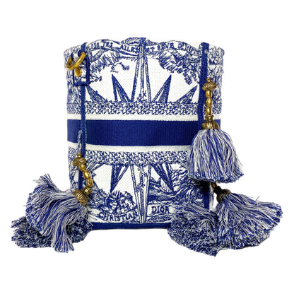 Dior Small White Blue D-Bubble Bucket Bag