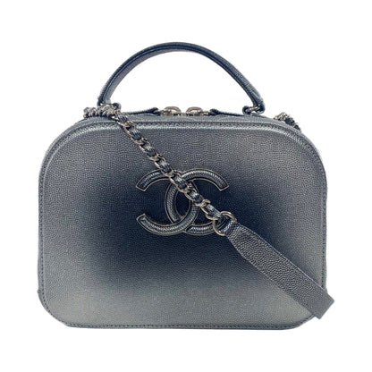 Chanel Gray Metallic Caviar Small Coco Vanity Case