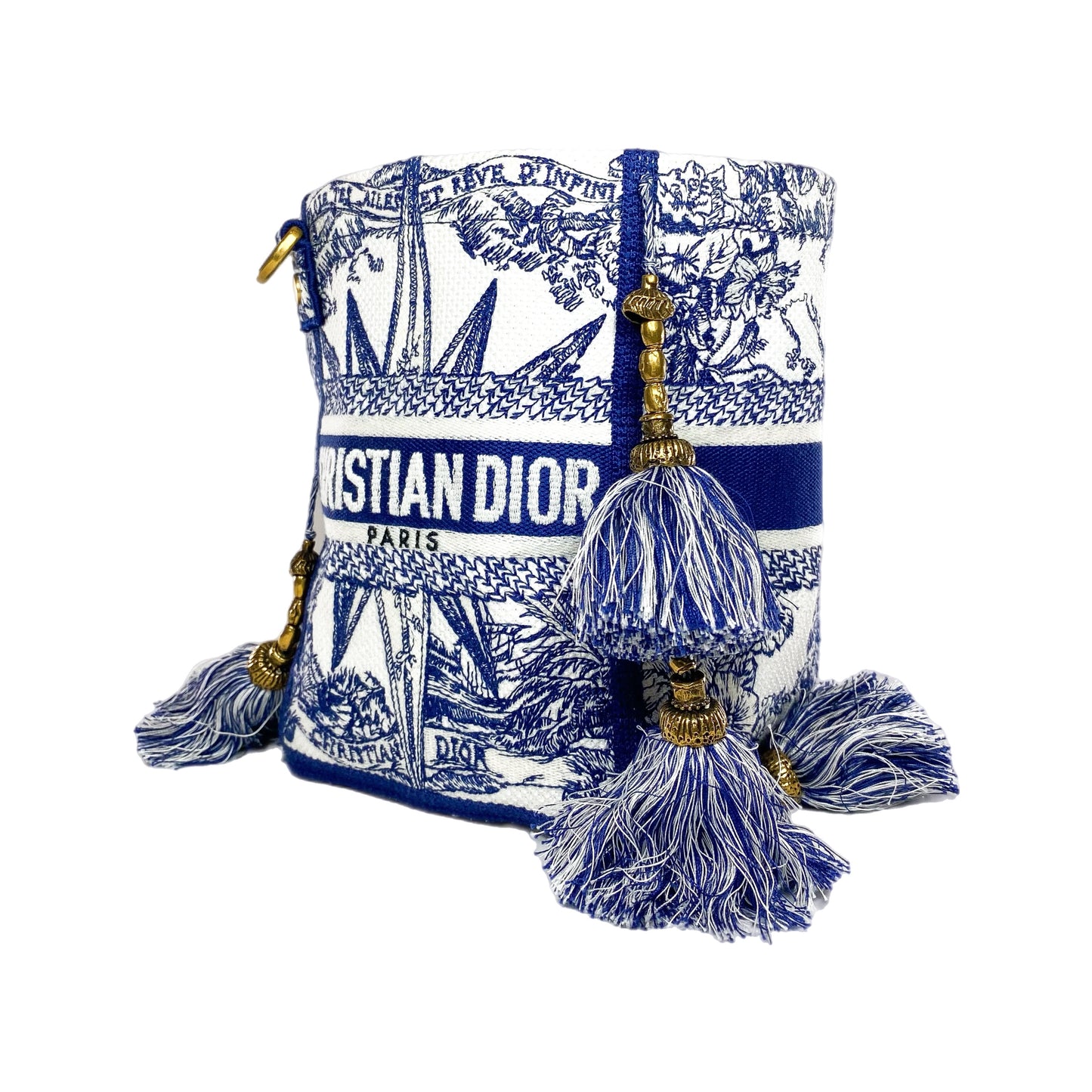 Dior Small White Blue D-Bubble Bucket Bag