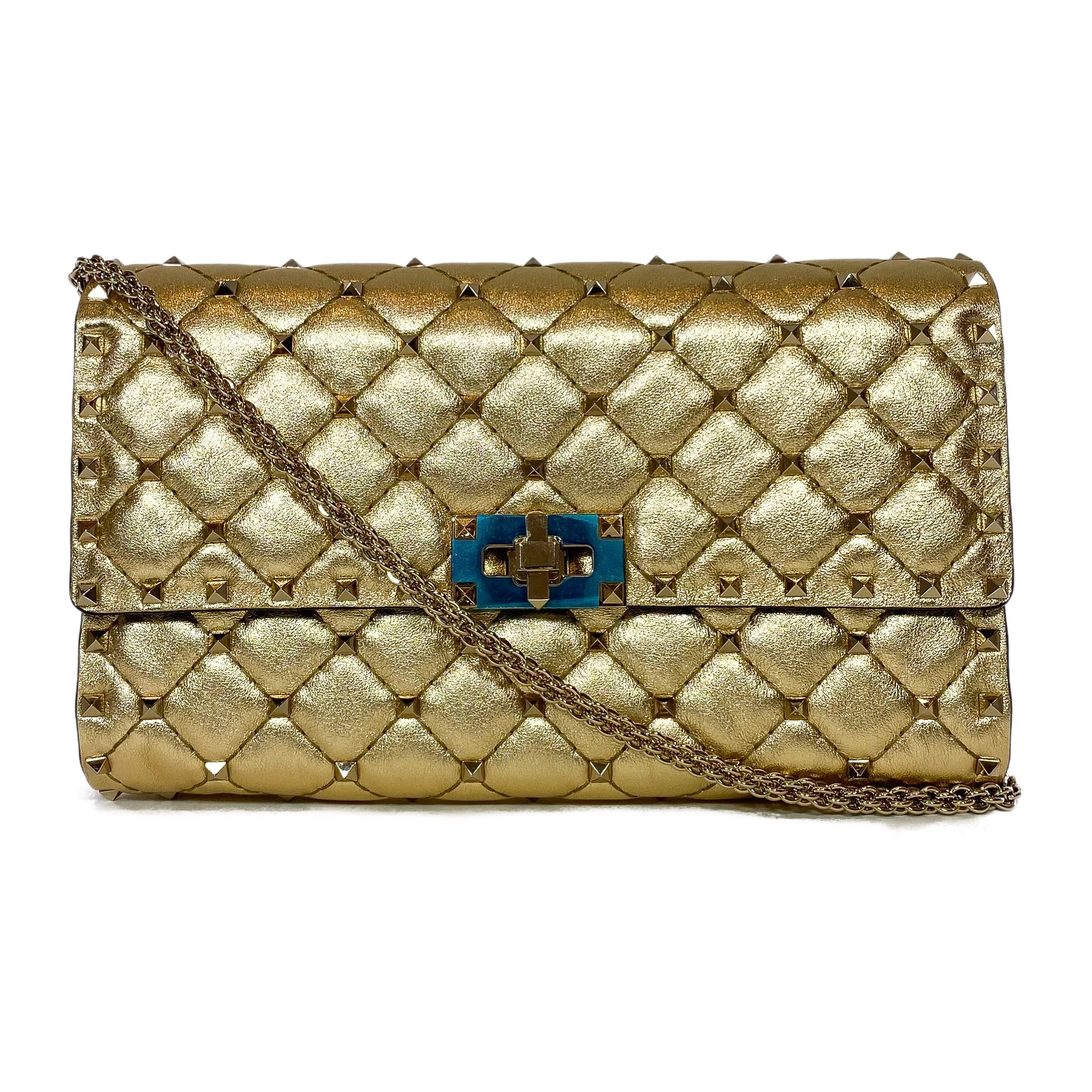 Valentino Nappa Rockstud Spike Wallet on Chain