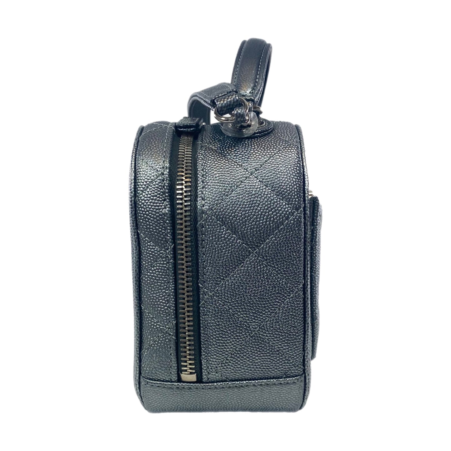 Chanel Gray Metallic Caviar Small Coco Vanity Case