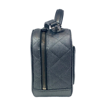 Chanel Gray Metallic Caviar Small Coco Vanity Case