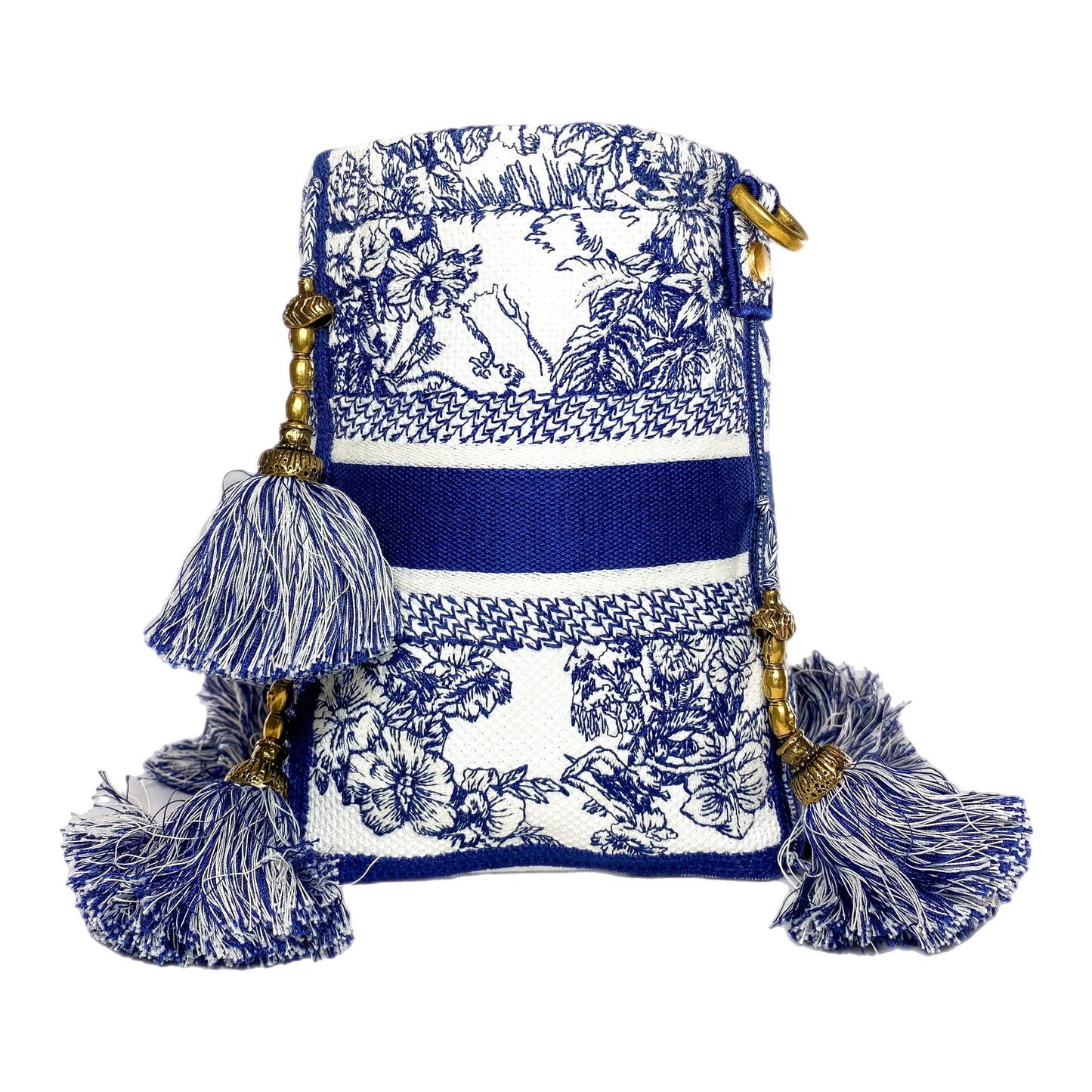 Dior Small White Blue D-Bubble Bucket Bag