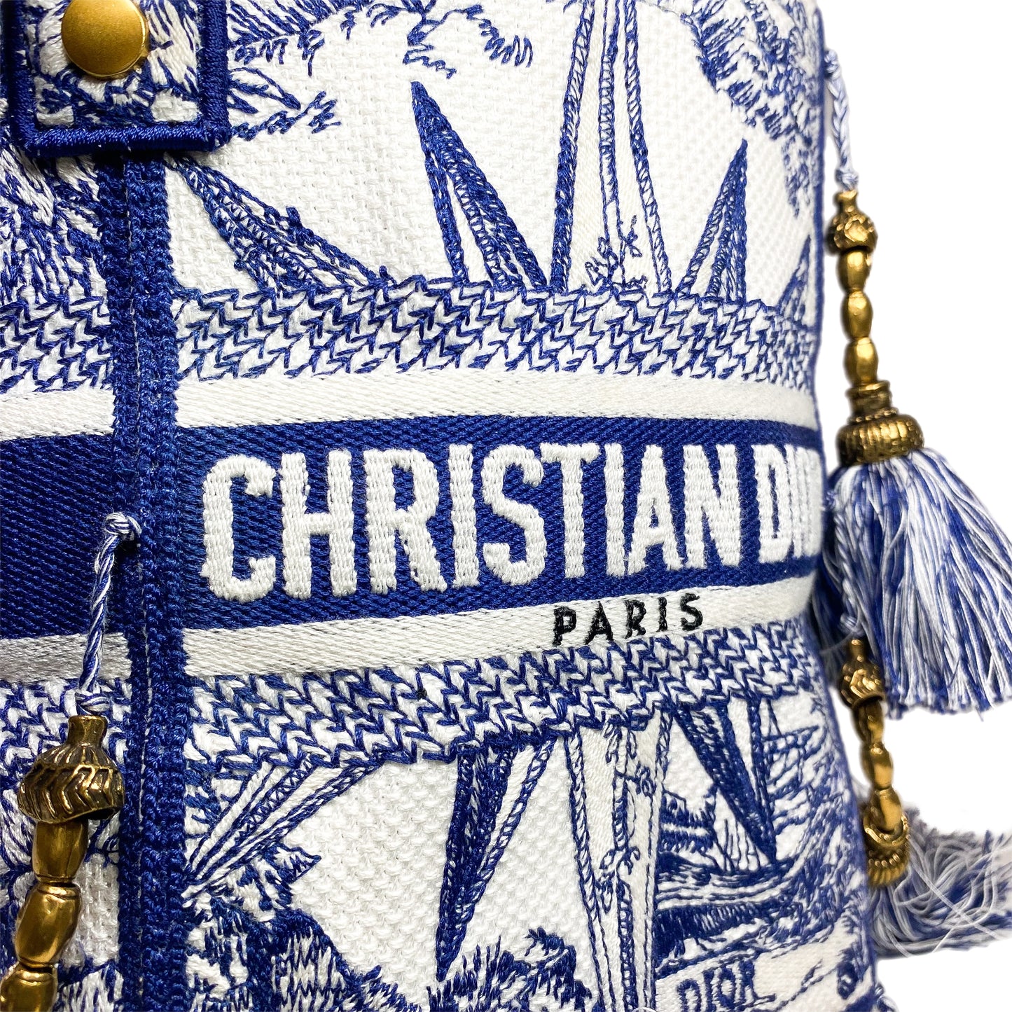 Dior Small White Blue D-Bubble Bucket Bag