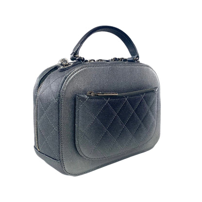 Chanel Gray Metallic Caviar Small Coco Vanity Case