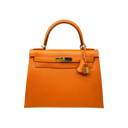 Hermes Kelly 28 Orange Epsom Gold Hardware