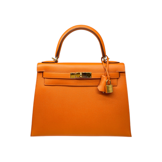 Hermes Kelly 28 Orange Epsom Gold Hardware