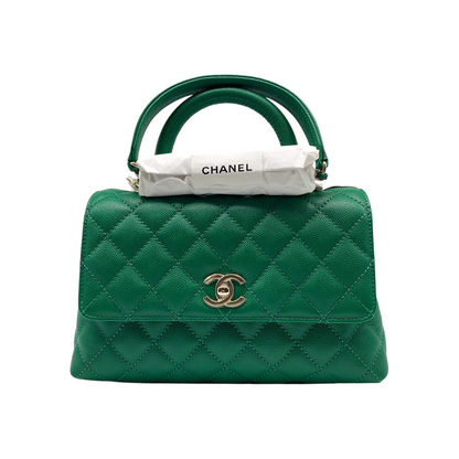 Chanel Green Small Caviar Coco Top Handle