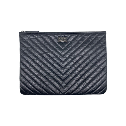 Chanel Black Chevron Reissue Pouch