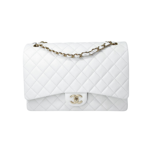 Chanel White Maxi Caviar