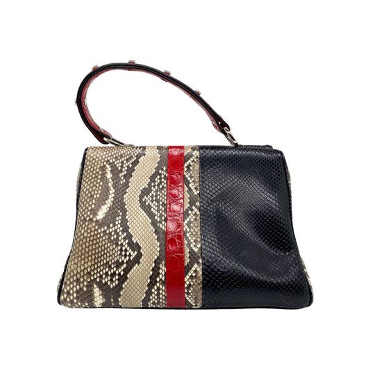 Prada Multicolor Python Crocodile Top Handle Bag