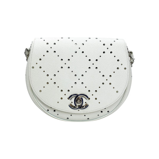 Chanel White Perforated Flap Bag