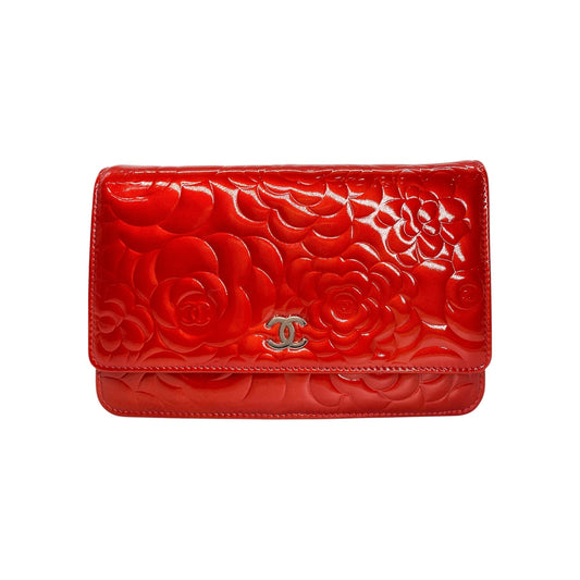 Chanel Red Camelia Wallet on Chain