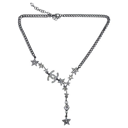 Chanel Silver Star Crystal Necklace