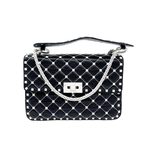 Valentino Rockstud Spike Flap Bag Quilted Leather