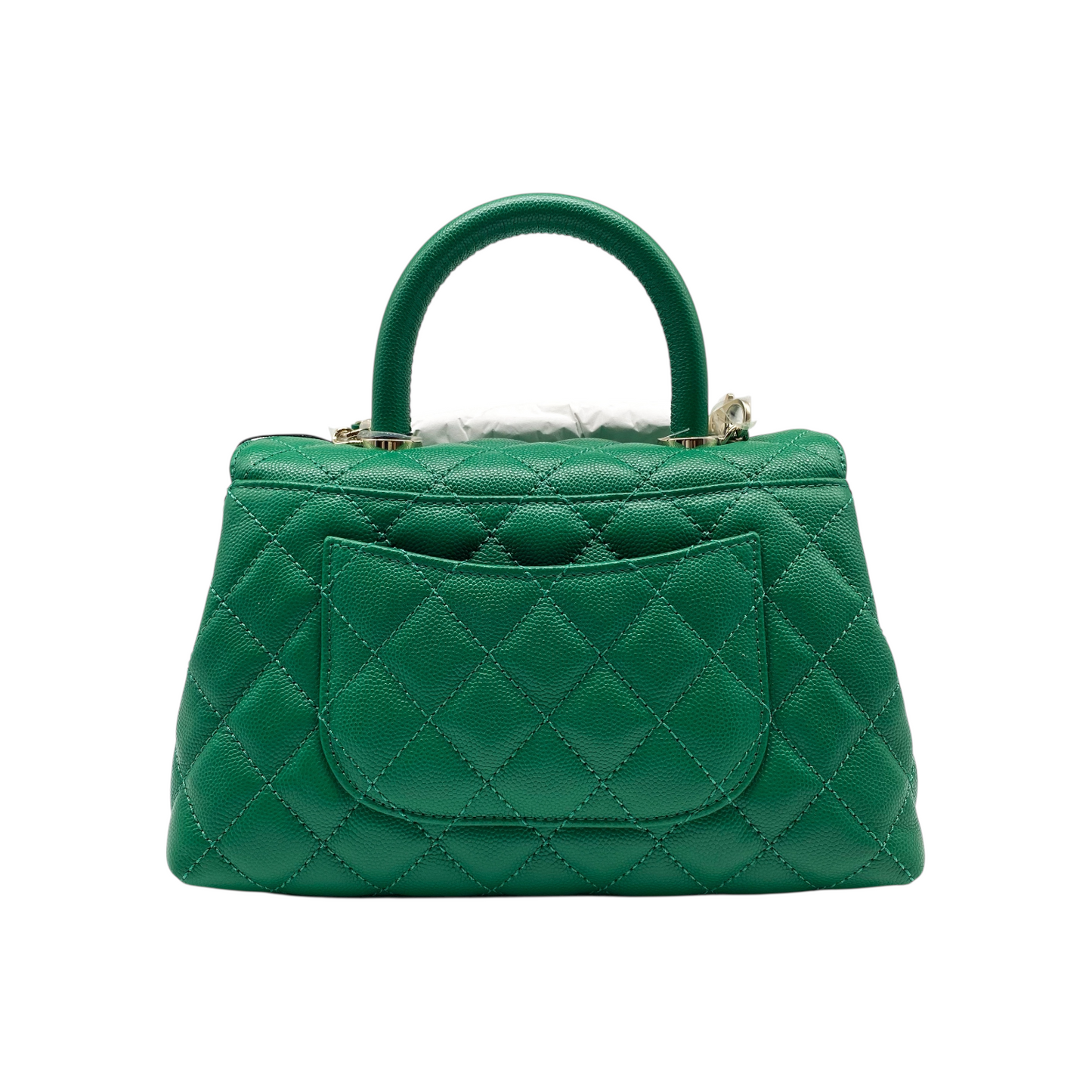 Chanel Green Small Caviar Coco Top Handle