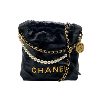 Chanel 22 Black Mini Pearls