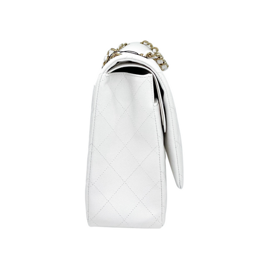 Chanel White Maxi Caviar