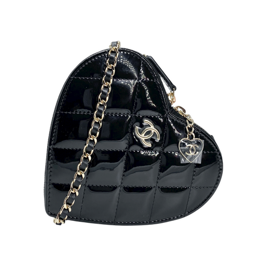 Chanel Heart Black Patent Crossbody