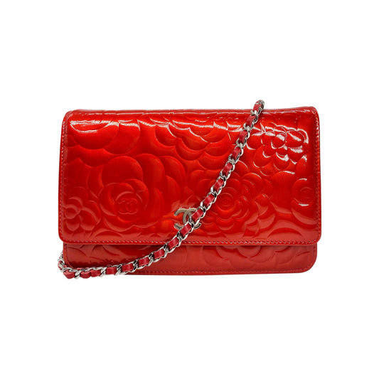 Chanel Red Camelia Wallet on Chain