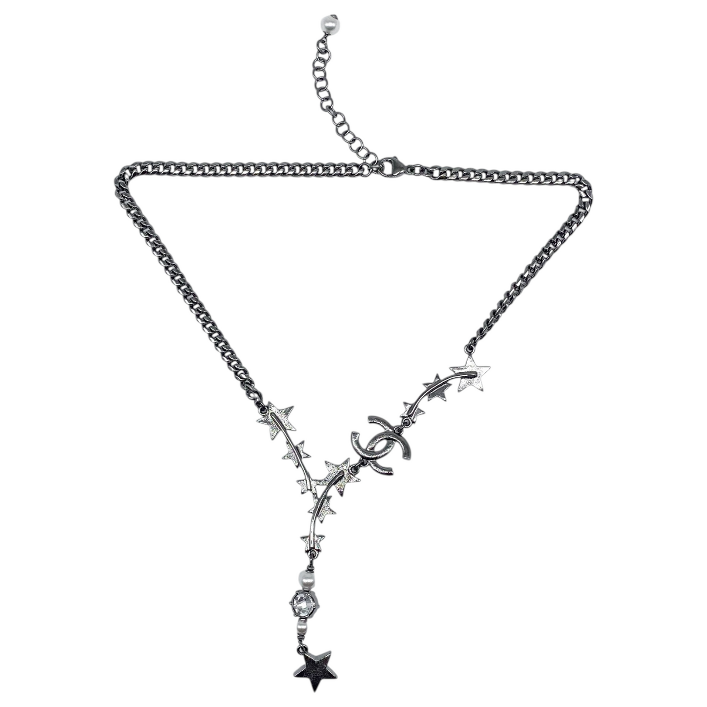 Chanel Silver Star Crystal Necklace
