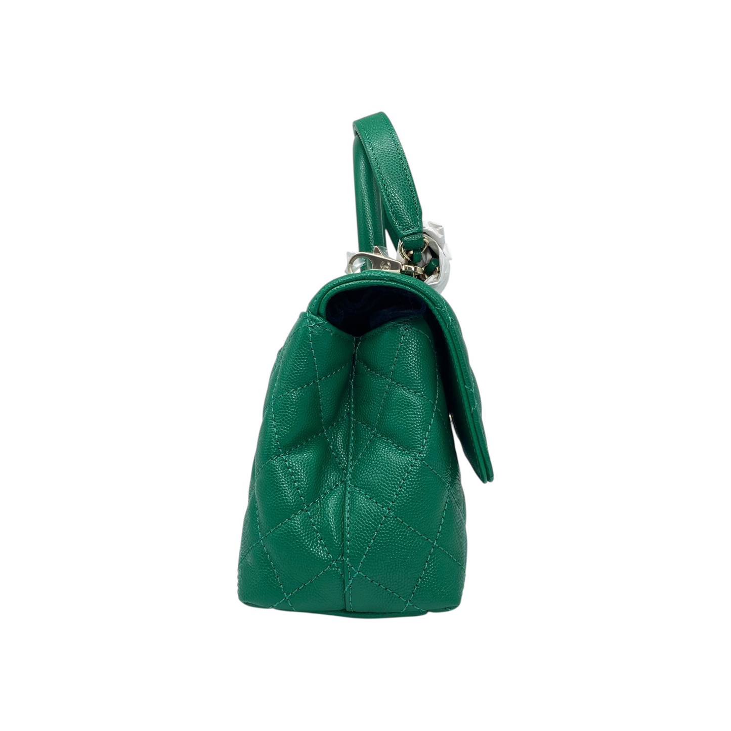 Chanel Green Small Caviar Coco Top Handle