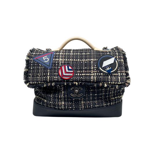 Chanel Crest Trip Flap Embellished Patches Satchel