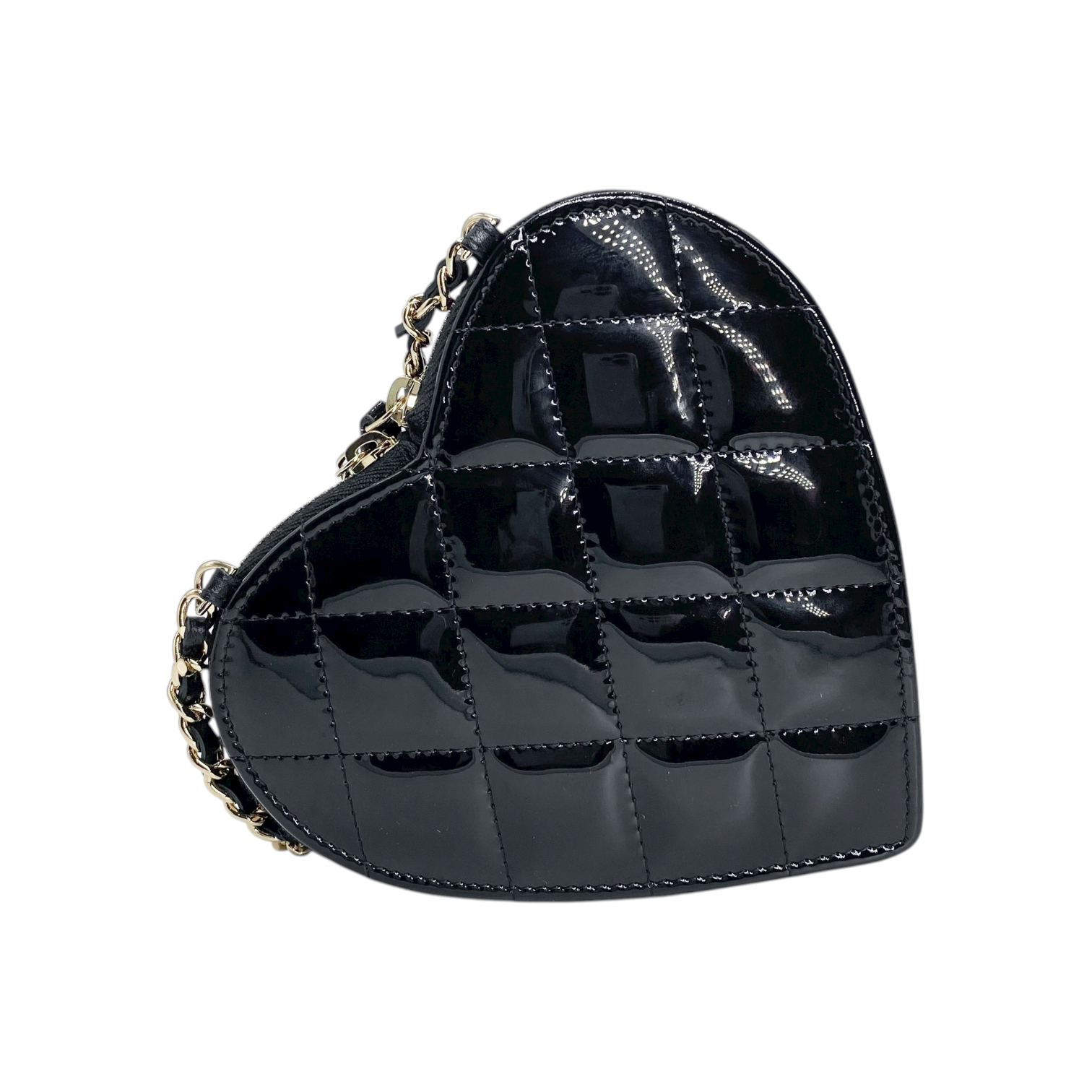 Chanel Heart Black Patent Crossbody