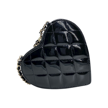 Chanel Heart Black Patent Crossbody