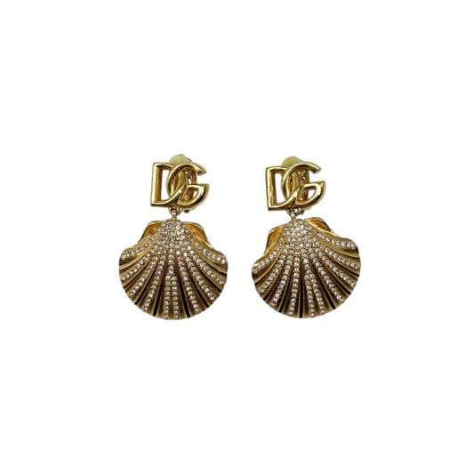 Dolce & Gabbana Gold Shell Clip-On Earrings