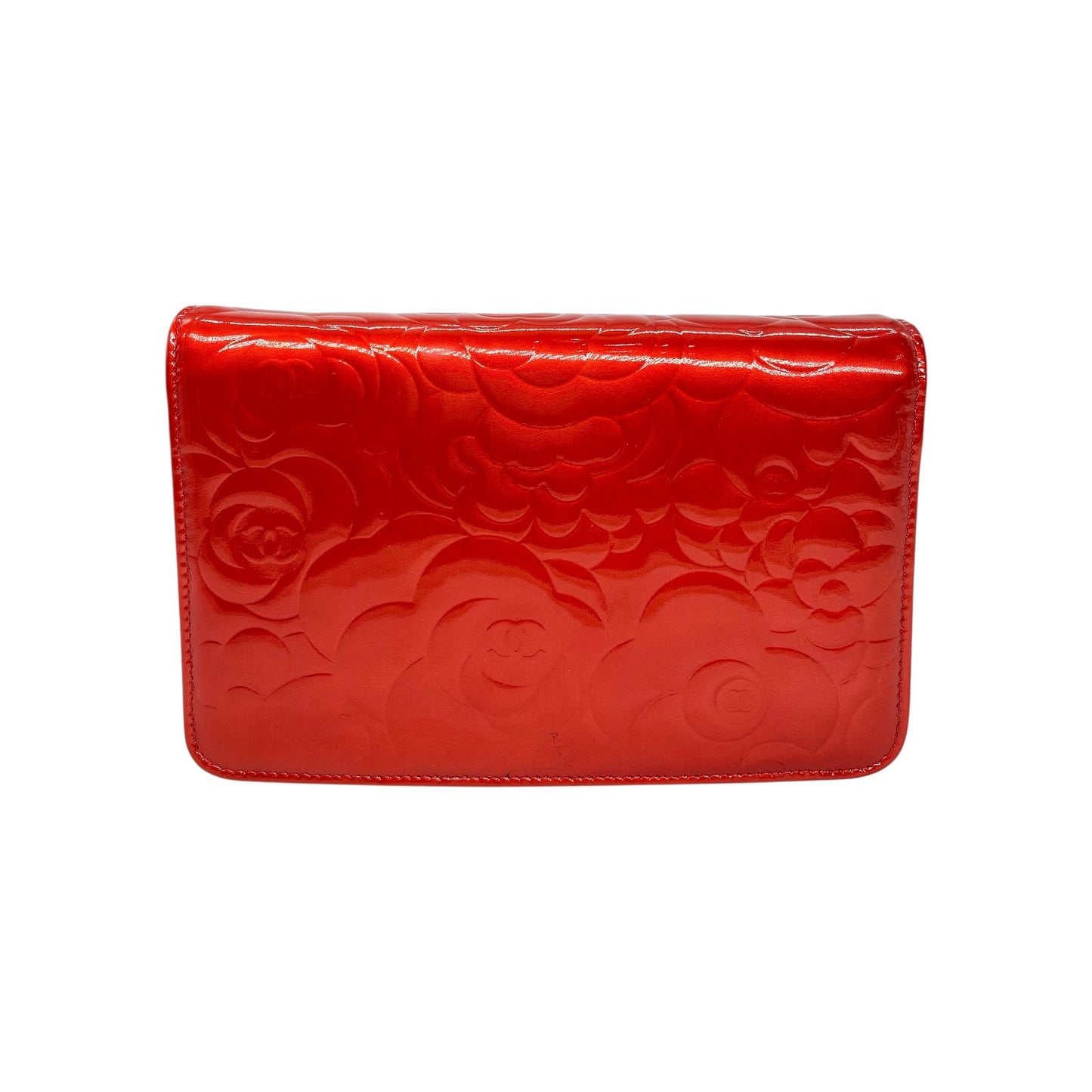 Chanel Red Camelia Wallet on Chain