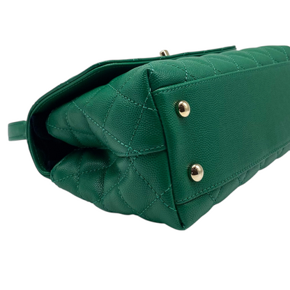 Chanel Green Small Caviar Coco Top Handle