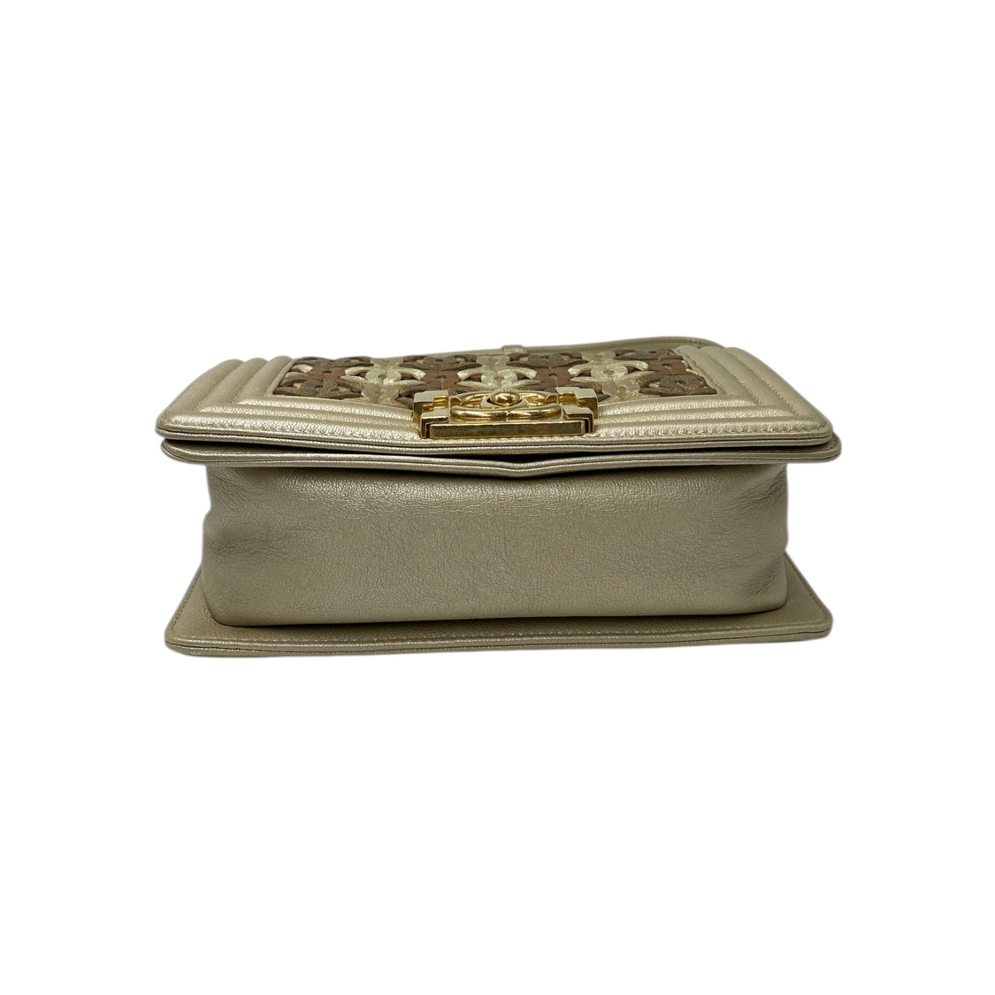 Chanel Metallic Boy Bag Woven Leather