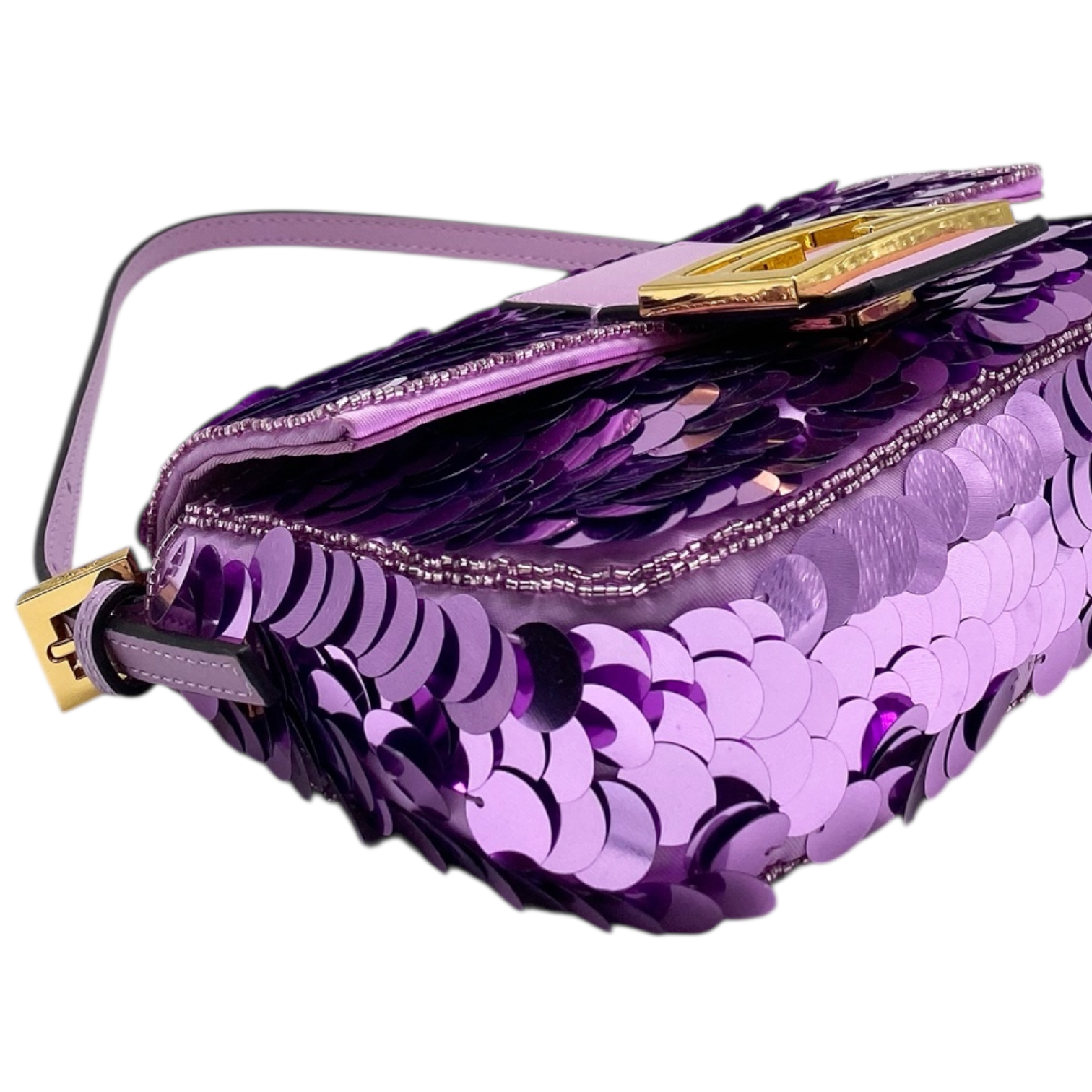 Fendi Purple Mini Sequin Baguette