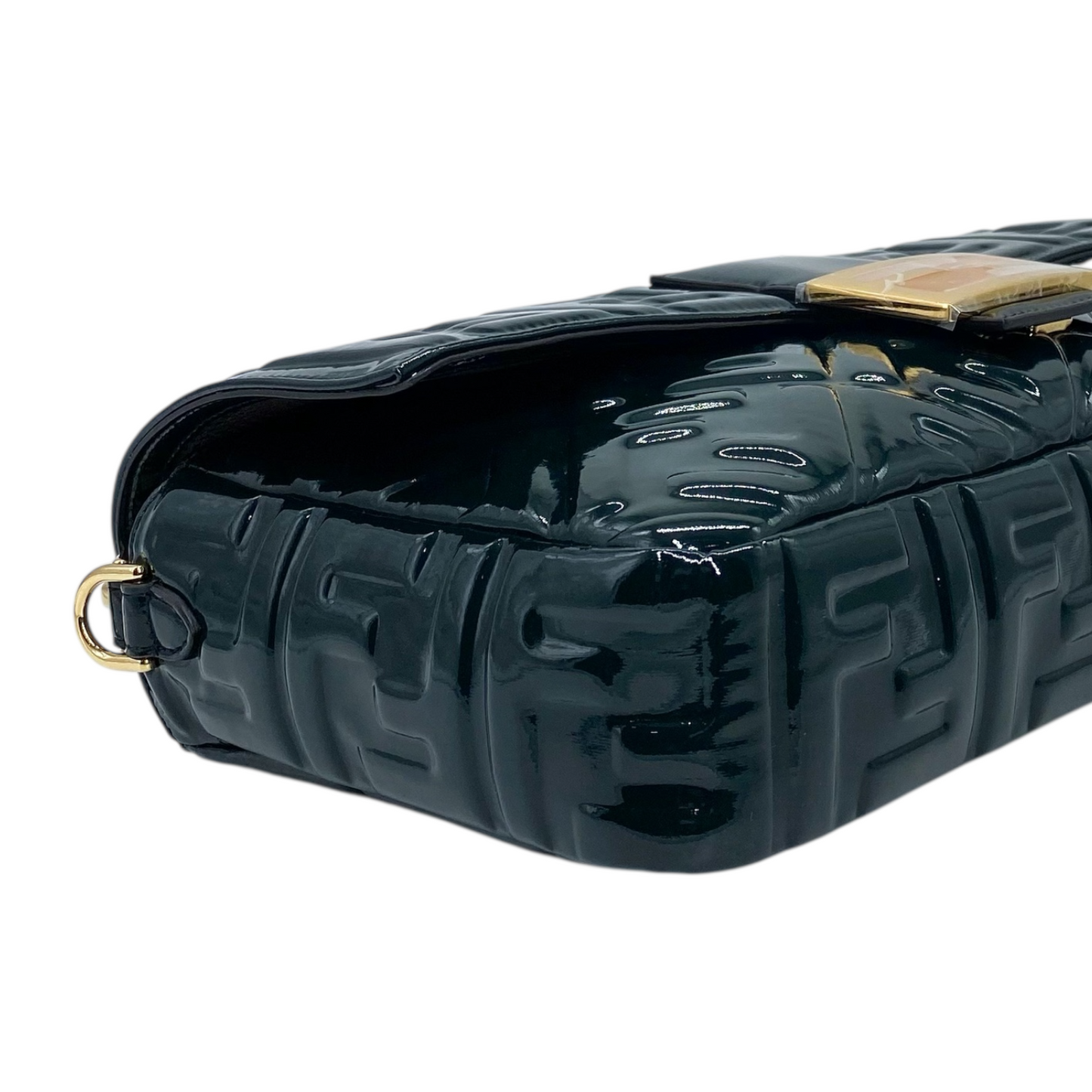 Fendi Green Patent Leather Zucca Embossed Baguette