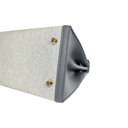 Hermes Kelly 28 Ardoise Ecru Toile Swift Gold Hardware