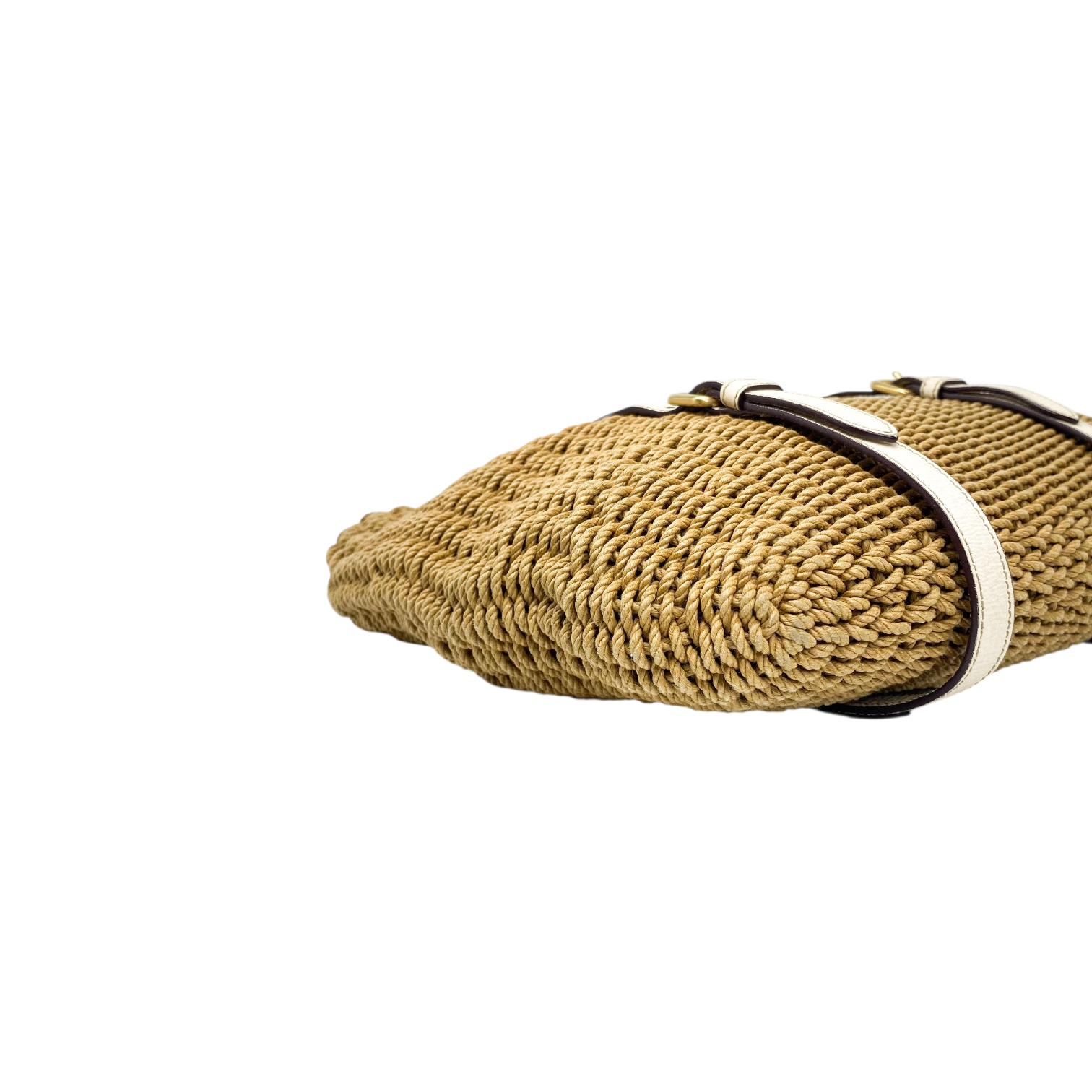 Prada Beige Madras Raffia Tote