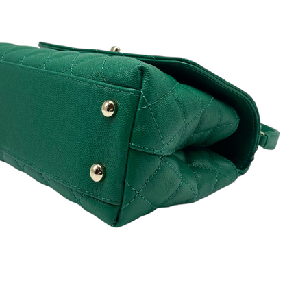 Chanel Green Small Caviar Coco Top Handle