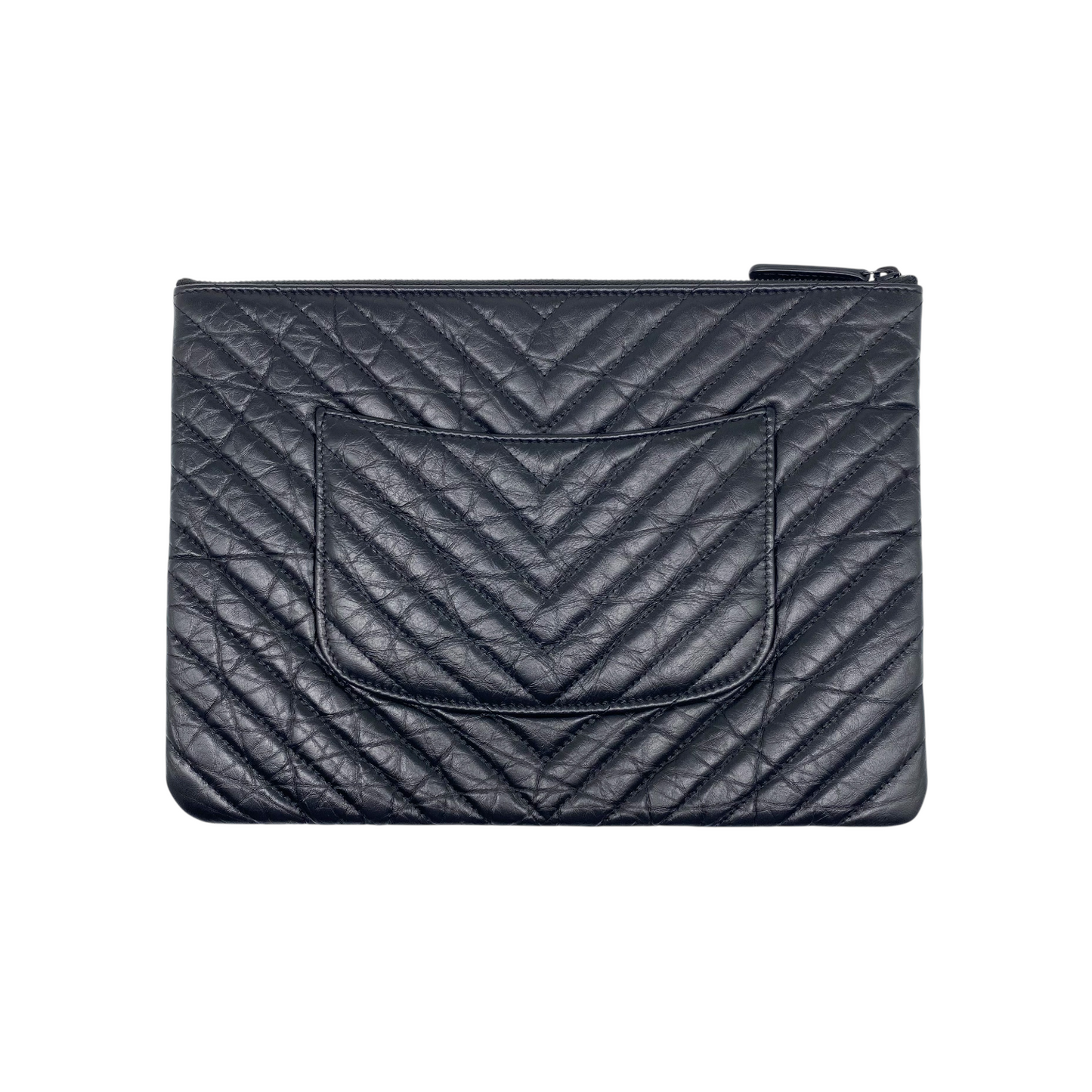 Chanel Black Chevron Reissue Pouch