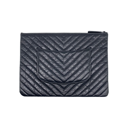 Chanel Black Chevron Reissue Pouch