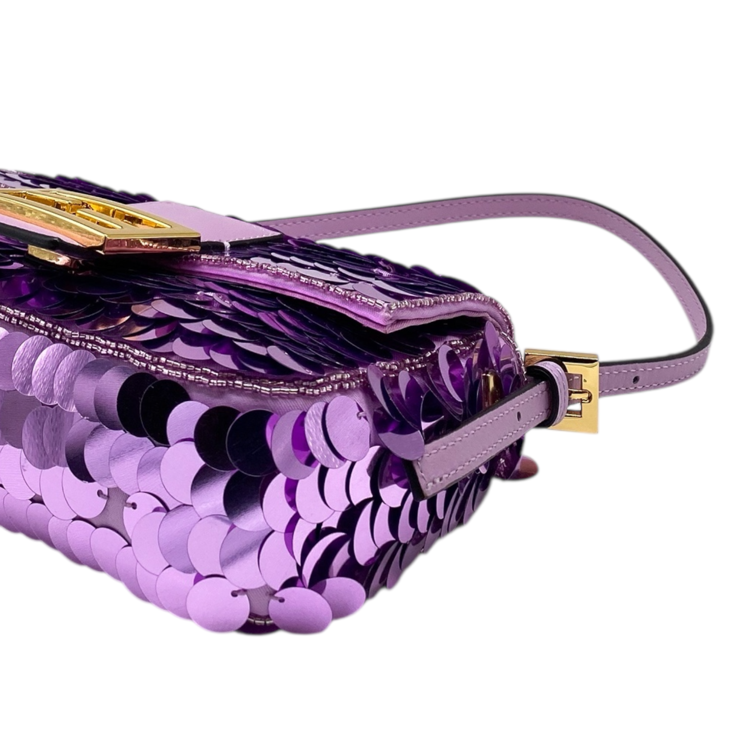 Fendi Purple Mini Sequin Baguette