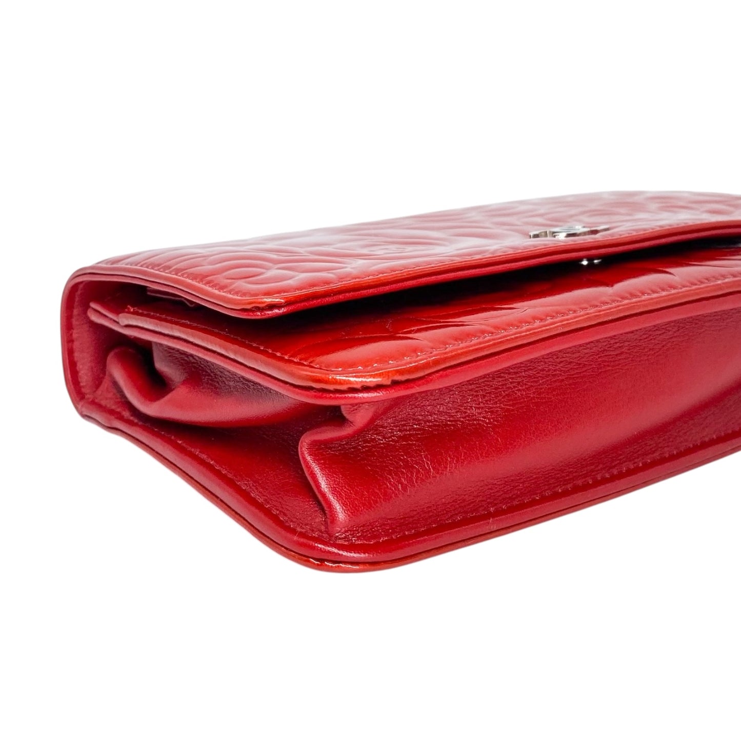 Chanel Red Camelia Wallet on Chain