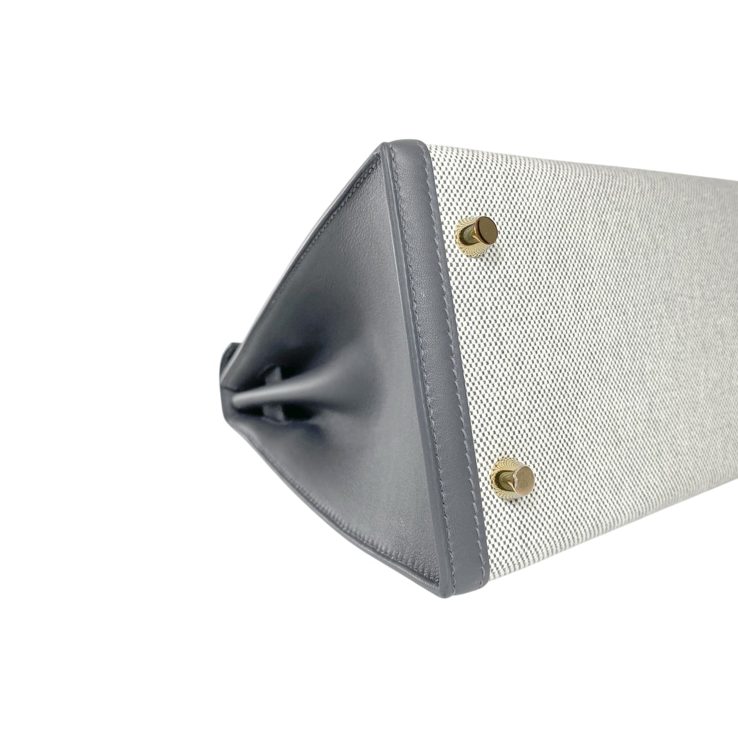 Hermes Kelly 28 Ardoise Ecru Toile Swift Gold Hardware