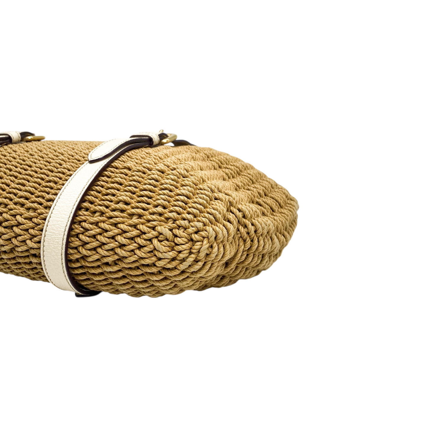 Prada Beige Madras Raffia Tote