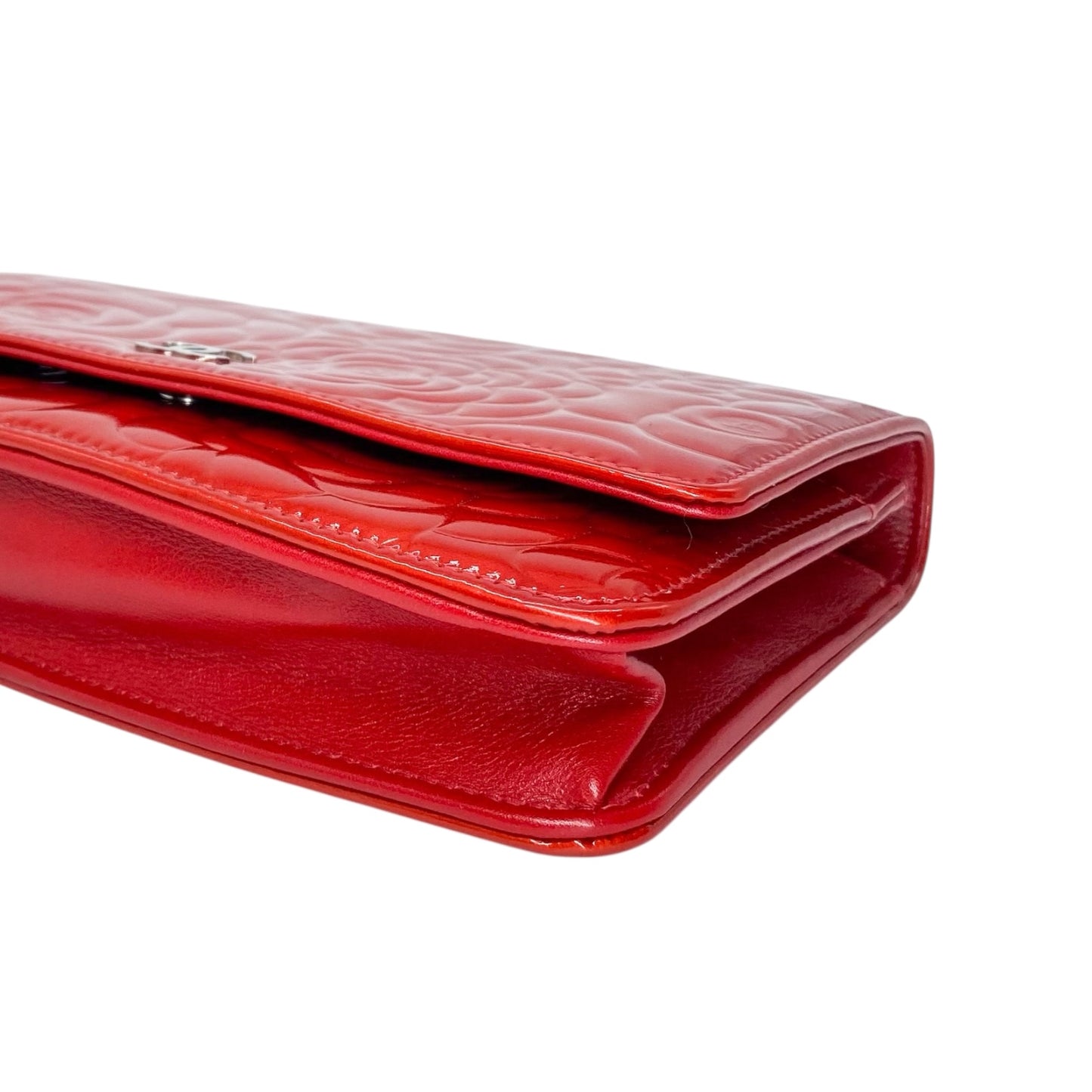 Chanel Red Camelia Wallet on Chain