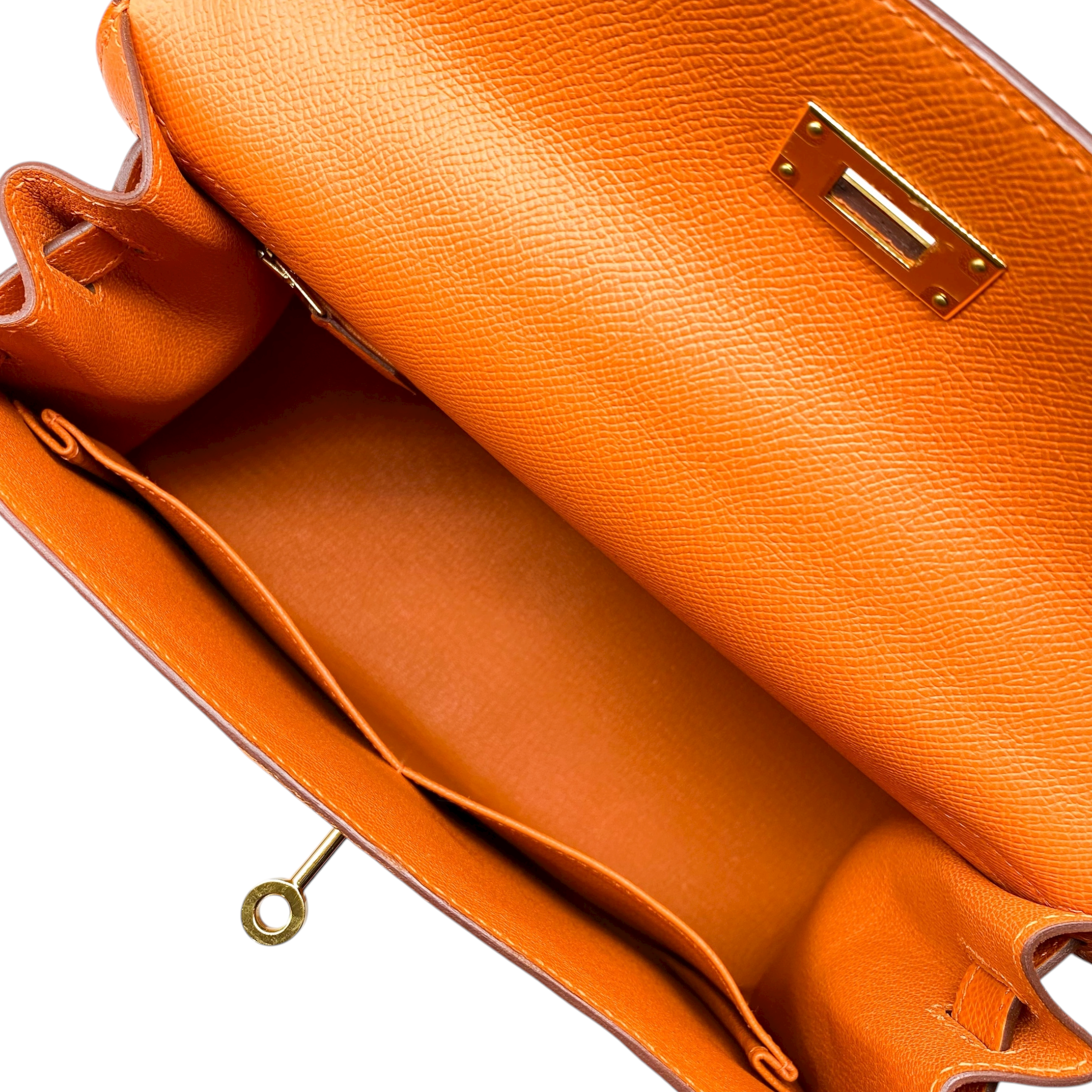 Hermes Kelly 28 Orange Epsom Gold Hardware