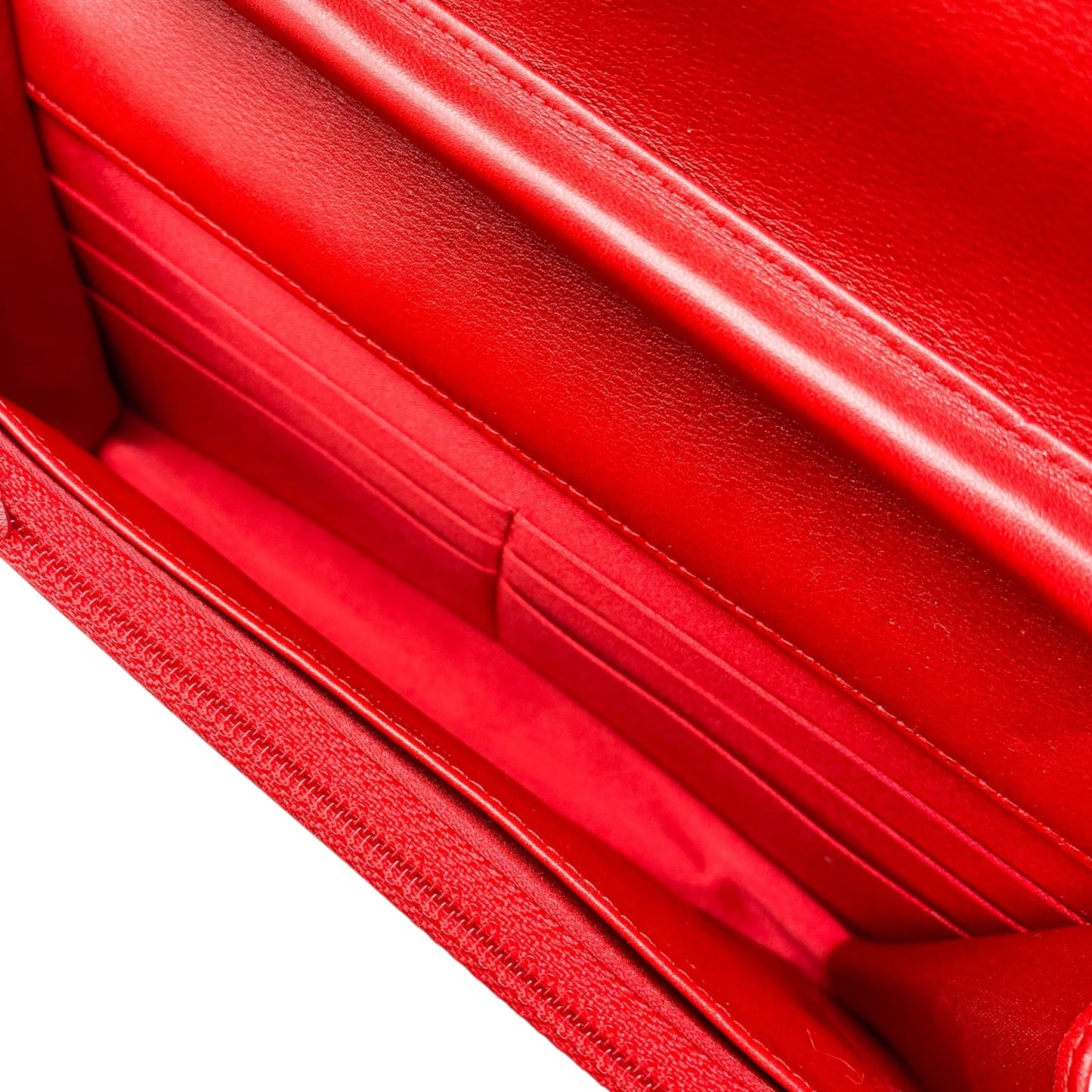 Chanel Red Camelia Wallet on Chain