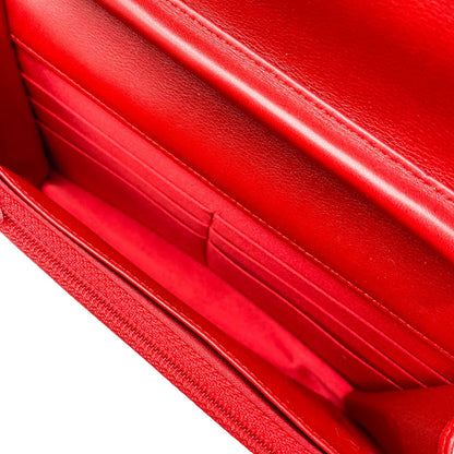 Chanel Red Camelia Wallet on Chain