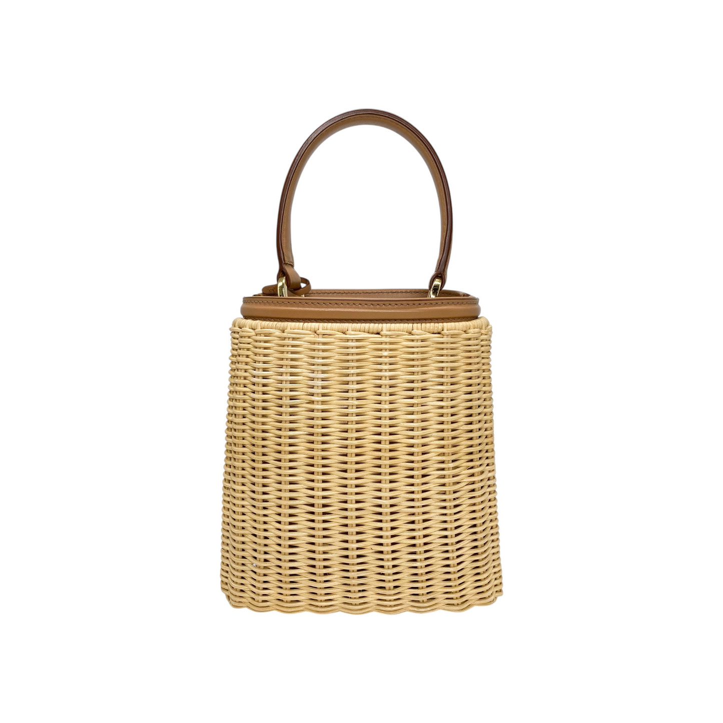 Prada Beige Panier Mini Wicker Top Handle