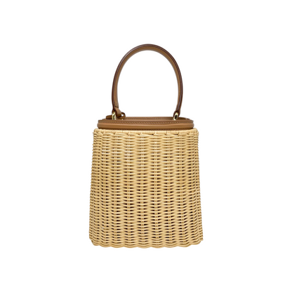 Prada Beige Panier Mini Wicker Top Handle